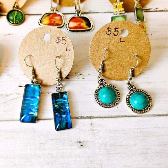 New 10 Colorful Earrings Dangle/Drop Resellers Lot/Bundle Gold & Silver Tone - Picture 7 of 7